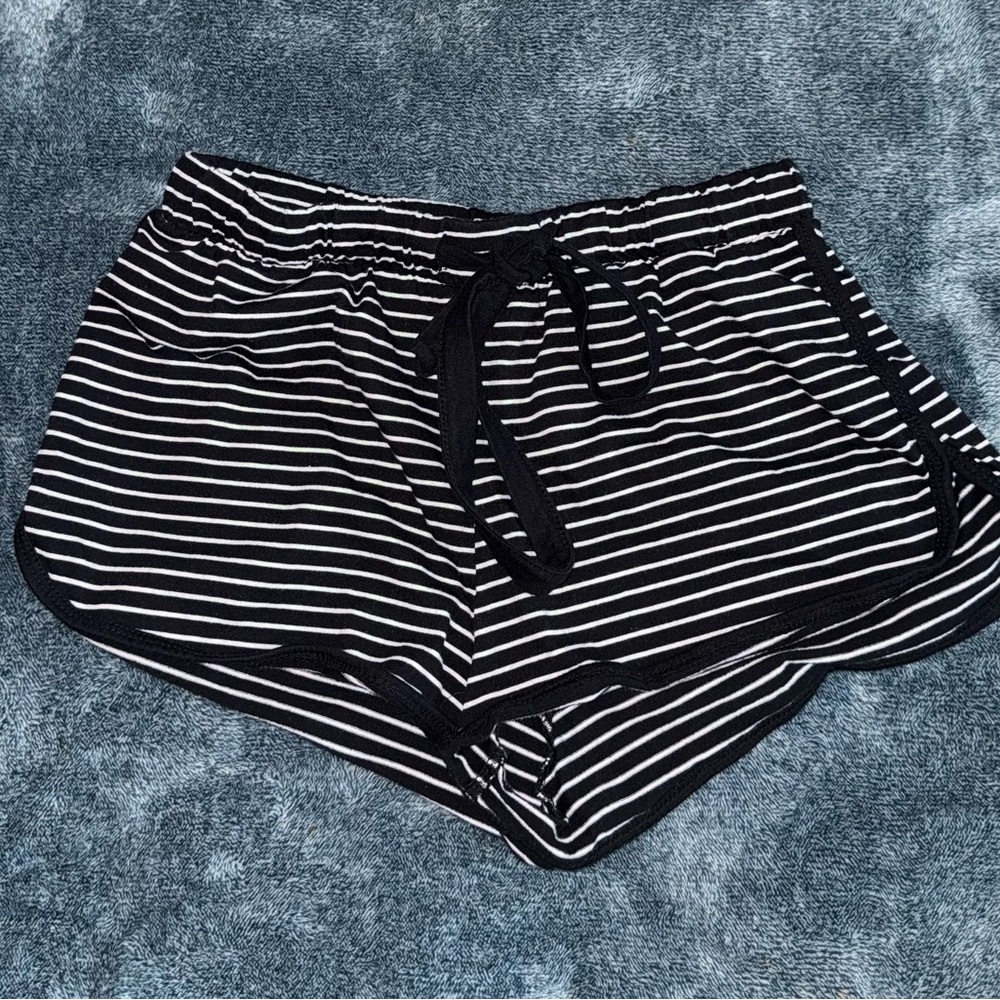 Forever 21 Black and White Striped Athletic Lounge Shorts